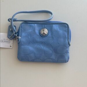 Coach Signature Blue Wristlet